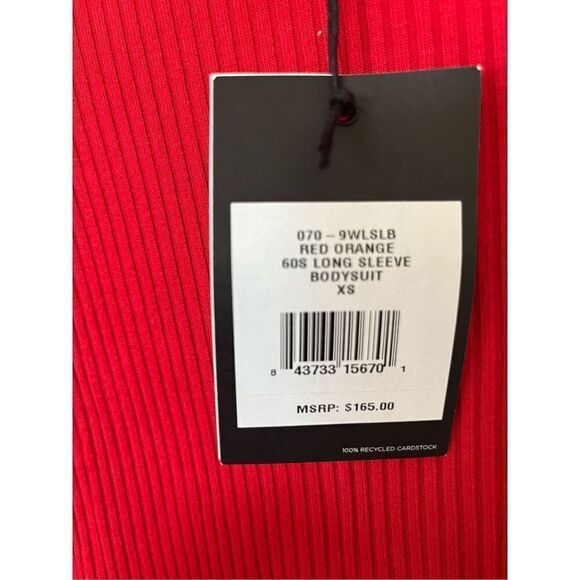 Re/Done 60's Rib Knit Bodysuit Red NEW - Picture 7 of 8
